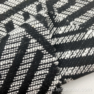 Tessuto jacquard geometrico bianco nero in maglia di viscosa/poliestere